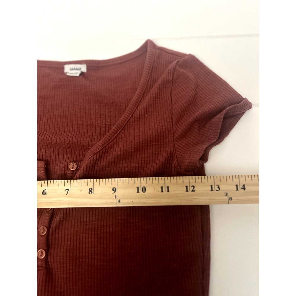 Garage Orange Button Detail Cropped Ribbed Tee‎ Extra Small - Picture 4 of 5